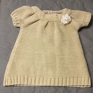 Tan Sweater Dress With Gold Metallic Threads By Cherokee Size 12 Months